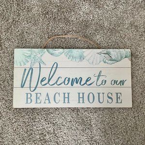 NWT Beach Sign Decor: Welcome to our Beach House with Rope for Hanging